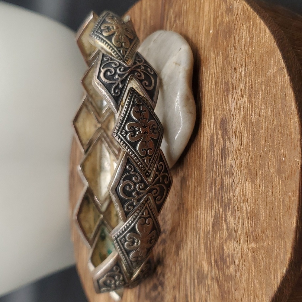 Silver over bronze B3217‎ Victorian marquis bracelet